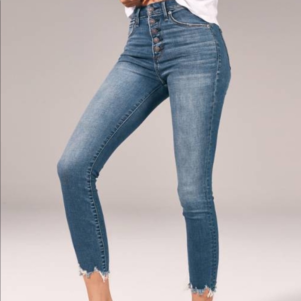 High rise button front skinny jeans